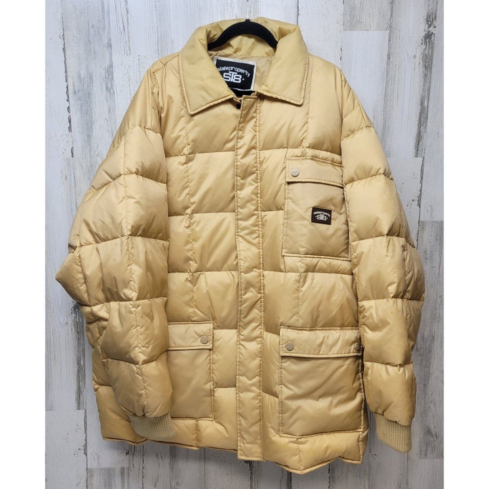 State Property Jacket Men 4x Mustard Quilted Puffer 90's Rap Hip Hop